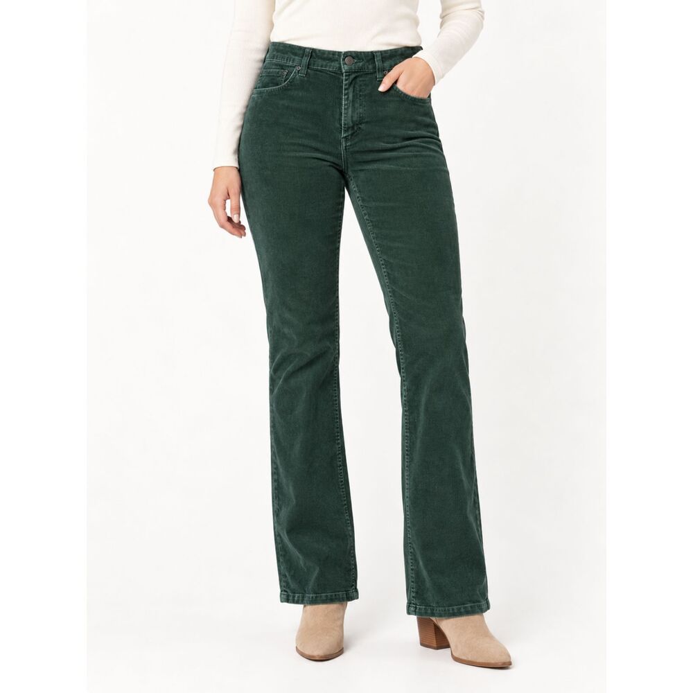 St John's Bay Womens 6 Green Corduroy Pants Stretch Bootcut Y2K 90s Style